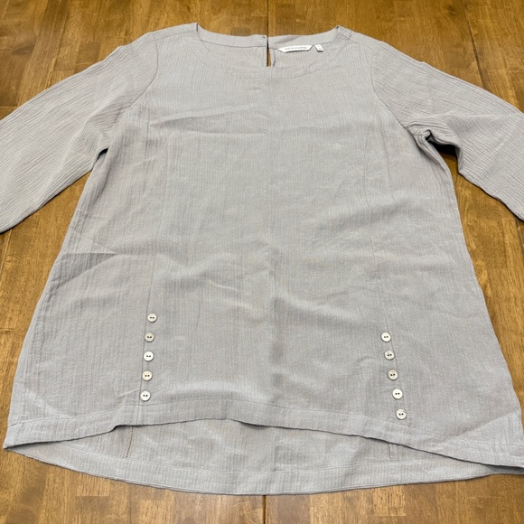 Soft Surroundings top women's large neutral beachy coastal relaxed lagenlook - Picture 2 of 11